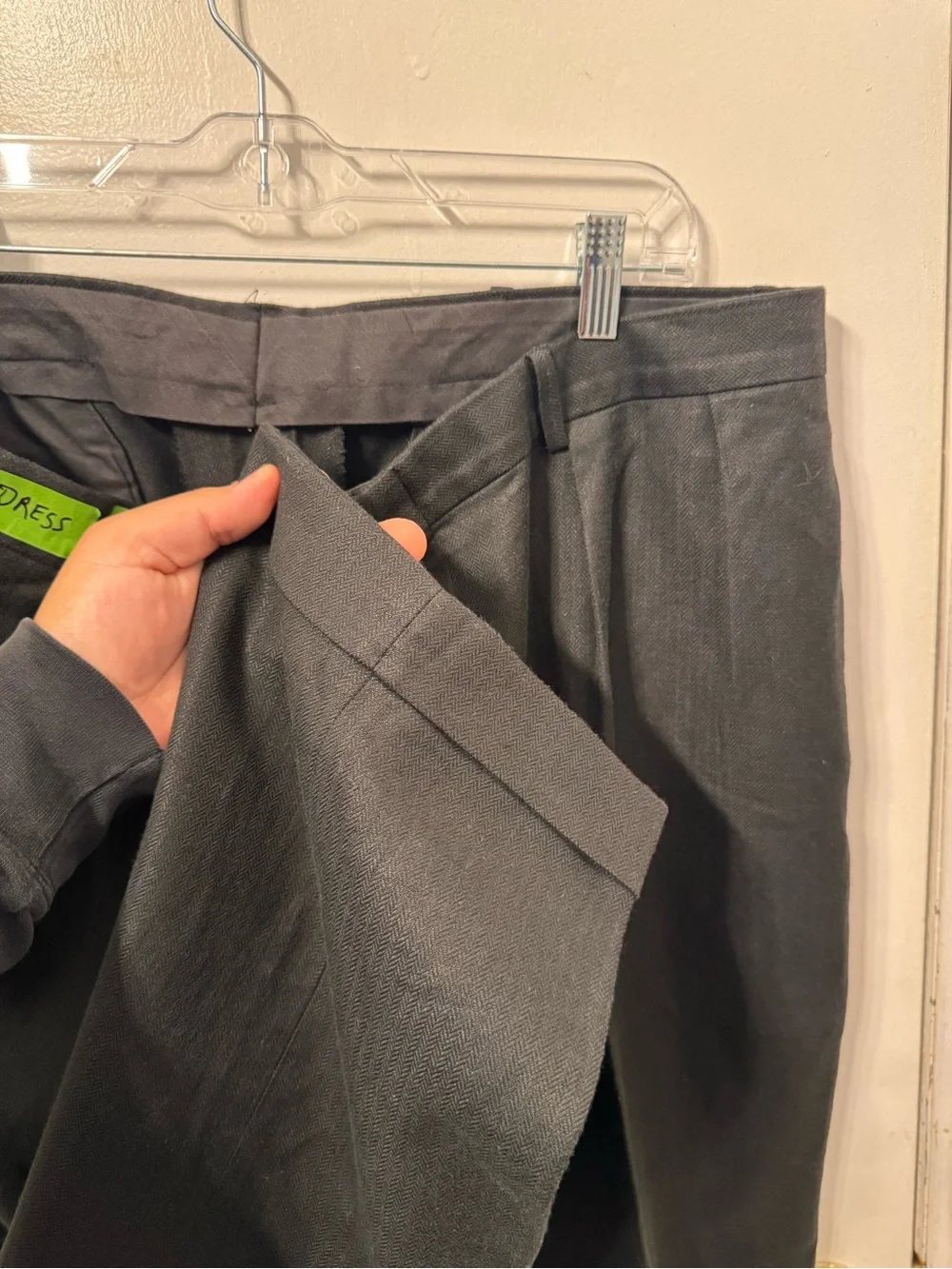 Polo Ralph Lauren Mens 40x29 Charcoal Gray Herringbone Wool Trousers Vintage